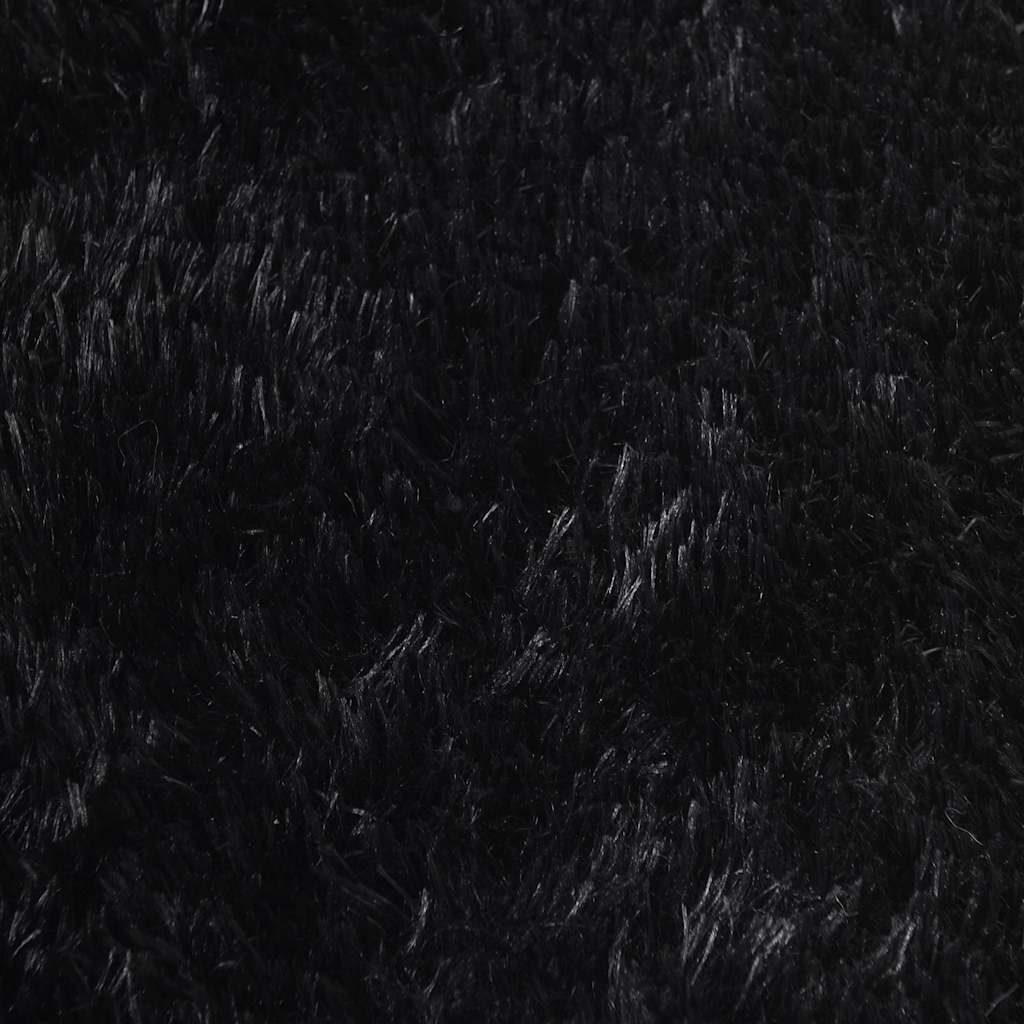 Tapis shaggy à poils longs NAVARRA Noir 200x200 cm Polyester