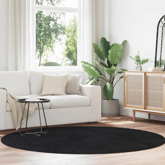 Tapis shaggy à poils longs NAVARRA Noir 200x200 cm Polyester