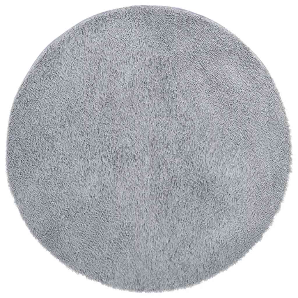 Tapis shaggy à poils longs NAVARRA gris argenté 200x200 cm polyester