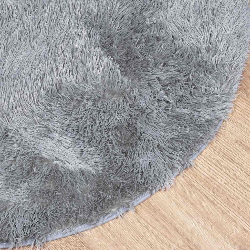 Tapis shaggy à poils longs NAVARRA gris argenté 200x200 cm polyester