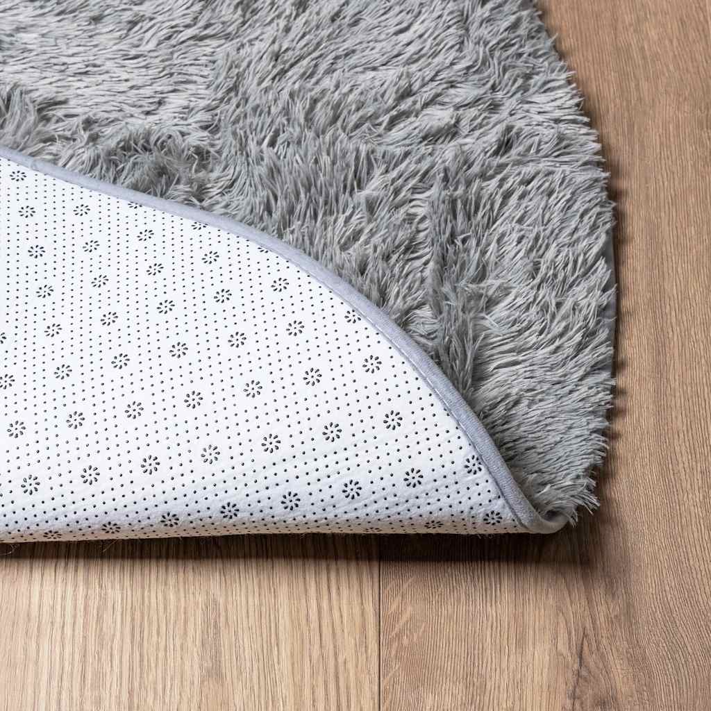 Tapis shaggy à poils longs NAVARRA gris argenté 200x200 cm polyester