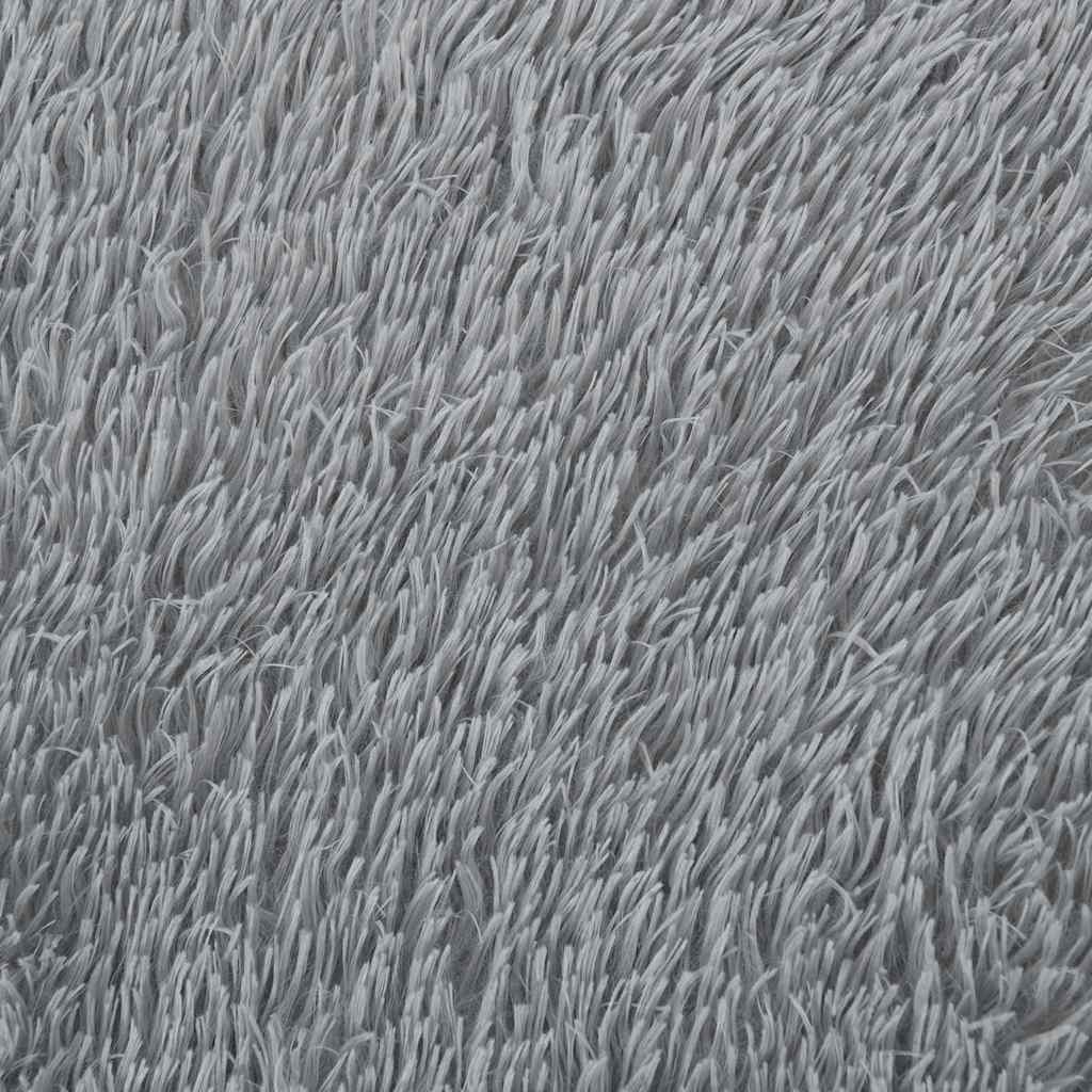 Tapis shaggy à poils longs NAVARRA gris argenté 200x200 cm polyester