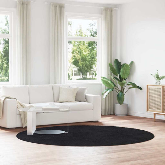 Tapis shaggy à poils longs NAVARRA Noir 240x240 cm Polyester
