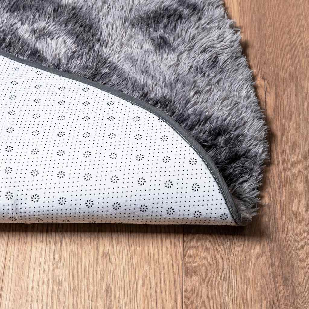 Tapis shaggy, poils longs NAVARRA, gris foncé, 240x240 cm, polyester