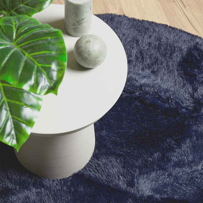 Teppich Shaggy Hochflor NAVARRA Marineblau 240x240 cm Polyester