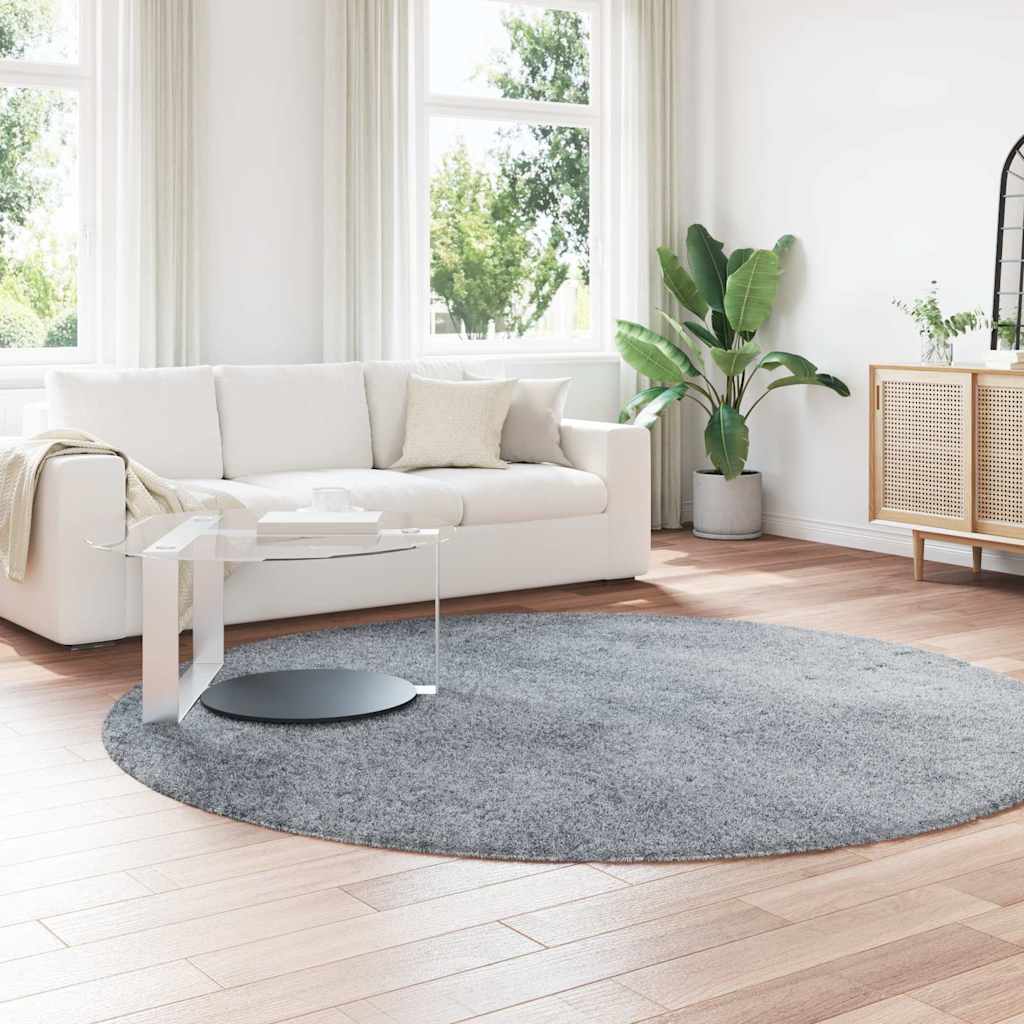 Tapis shaggy, poils longs NAVARRA, gris argenté, 240x240 cm, polyester