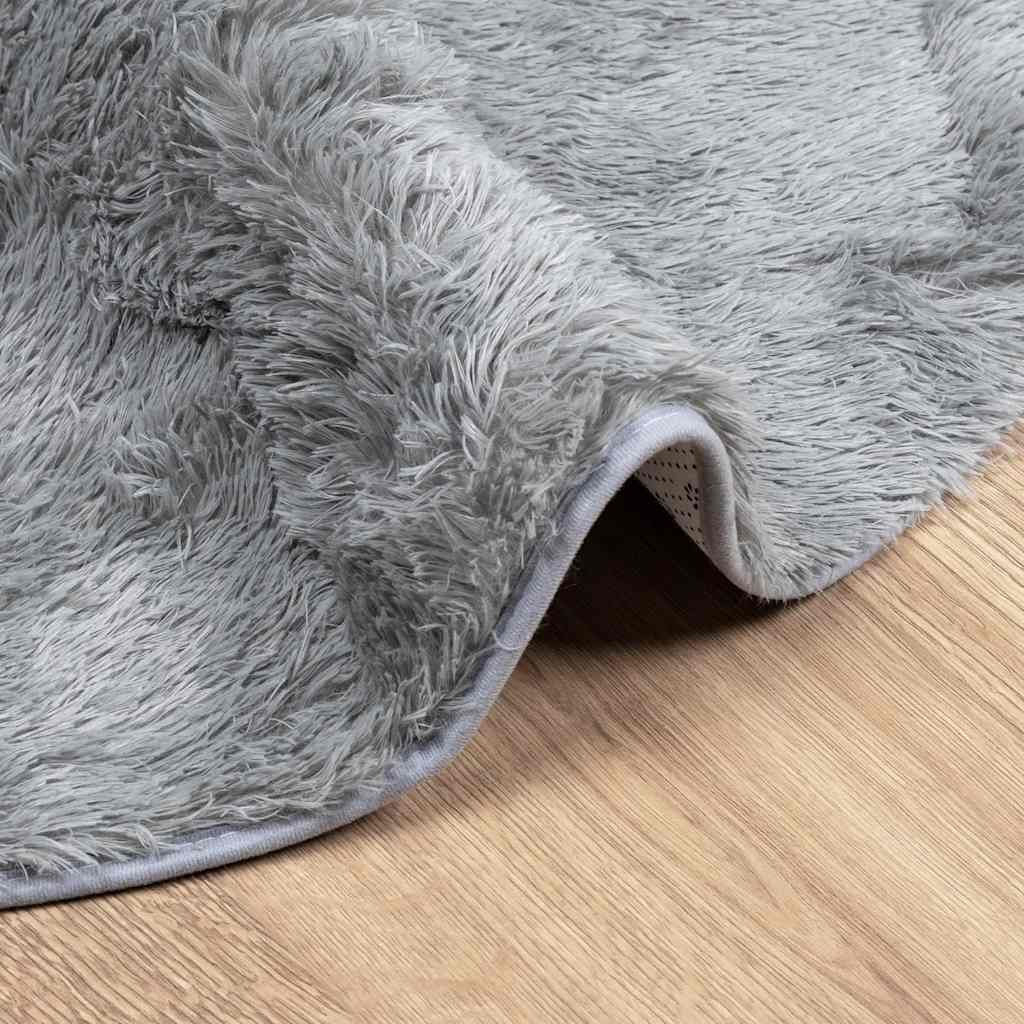 Tapis shaggy, poils longs NAVARRA, gris argenté, 240x240 cm, polyester