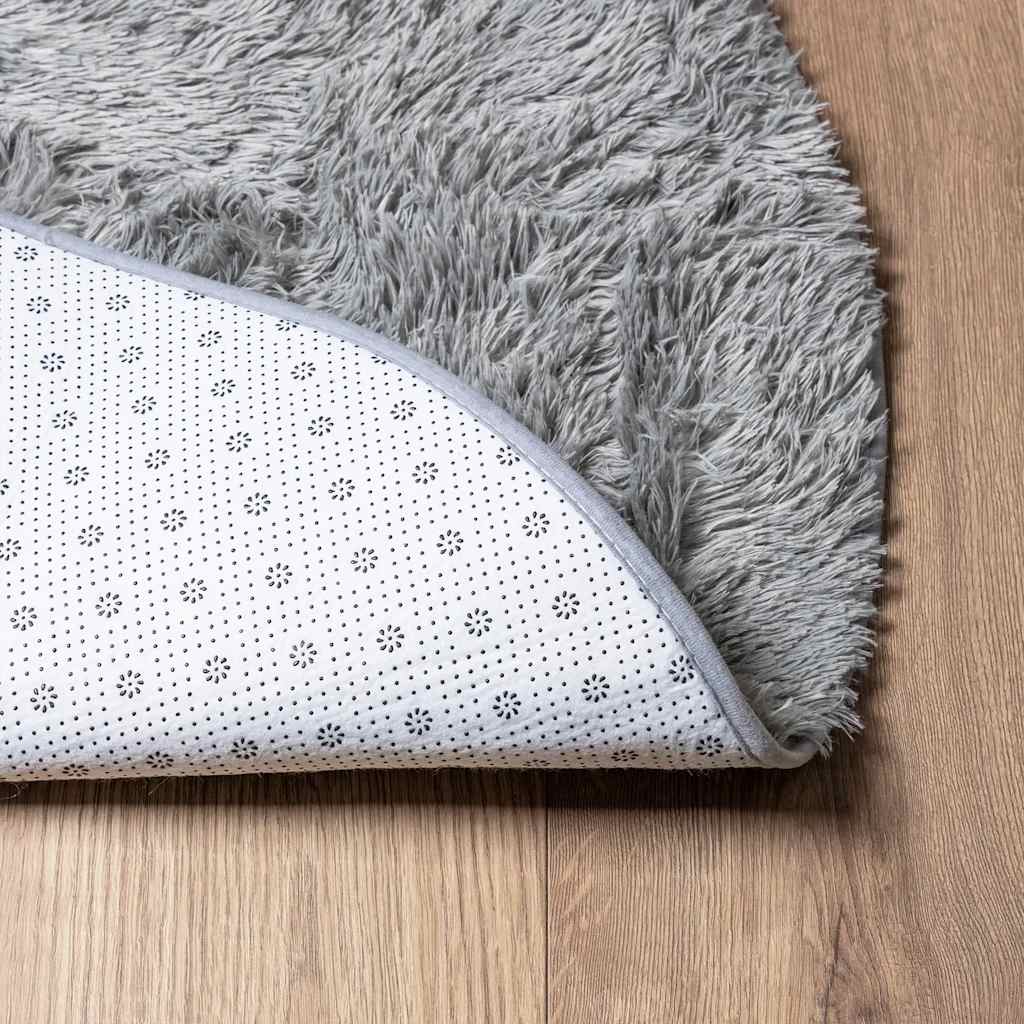 Tapis shaggy, poils longs NAVARRA, gris argenté, 240x240 cm, polyester