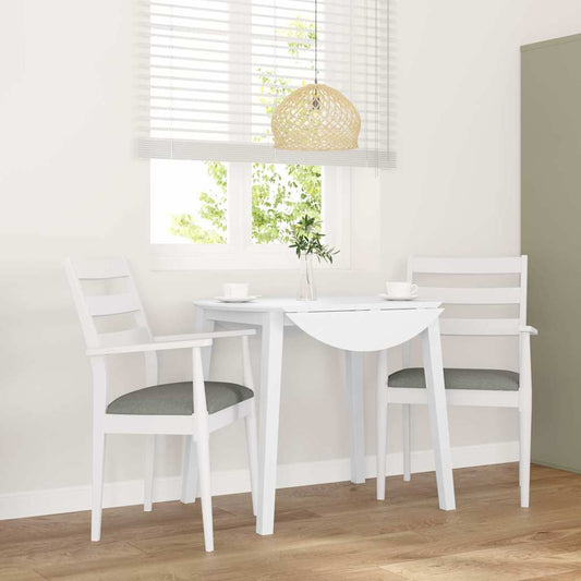 Dining chairs with cushions 2 pcs. White solid wood rubberwood