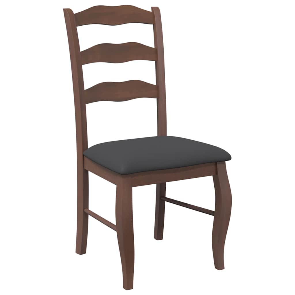Dining chairs with cushions 2 pcs. Brown solid wood rubberwood