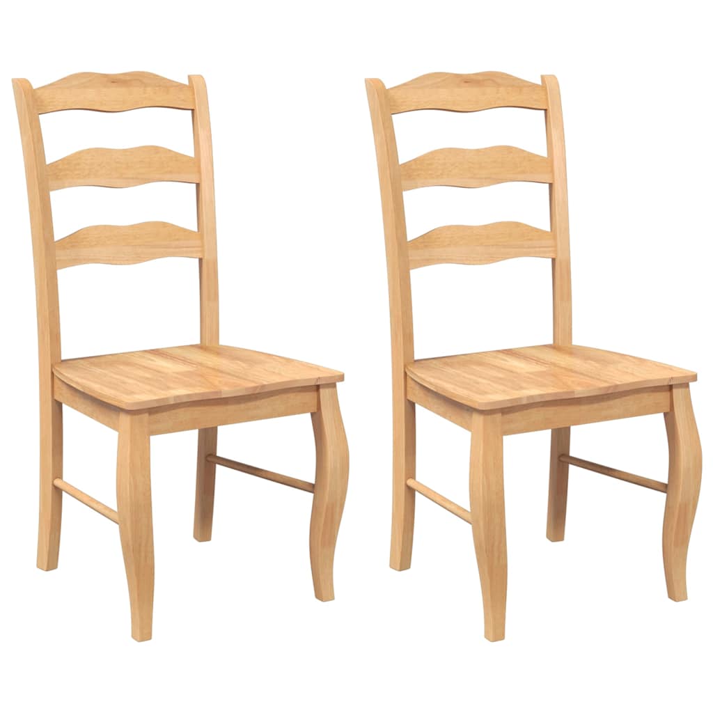 Dining chairs 2 pcs. Natural solid wood rubber tree