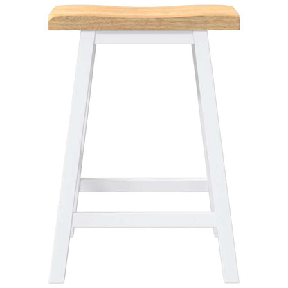 Barhocker 2 Stk. Weiß Massivholz Gummibaum