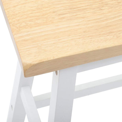 Barhocker 2 Stk. Weiß Massivholz Gummibaum