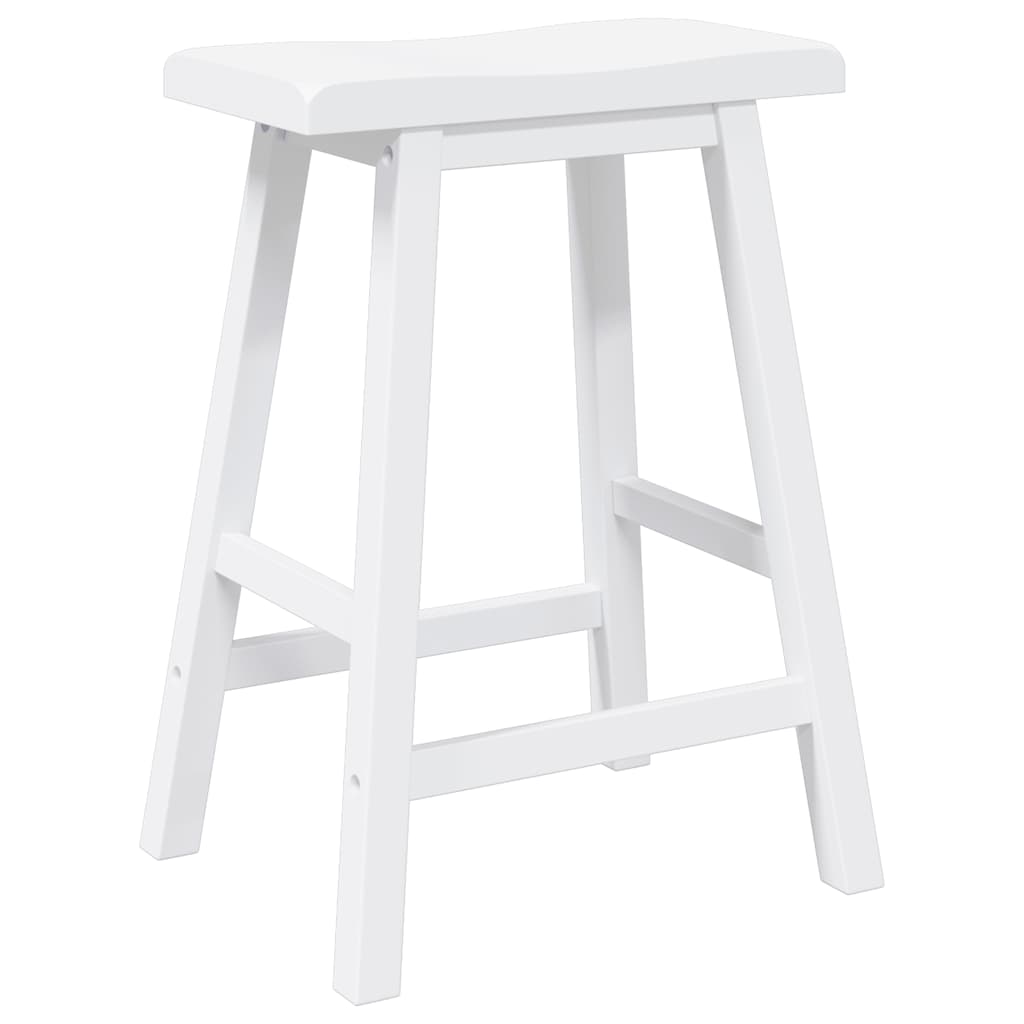 Barhocker 2 Stk. Weiß Massivholz Gummibaum
