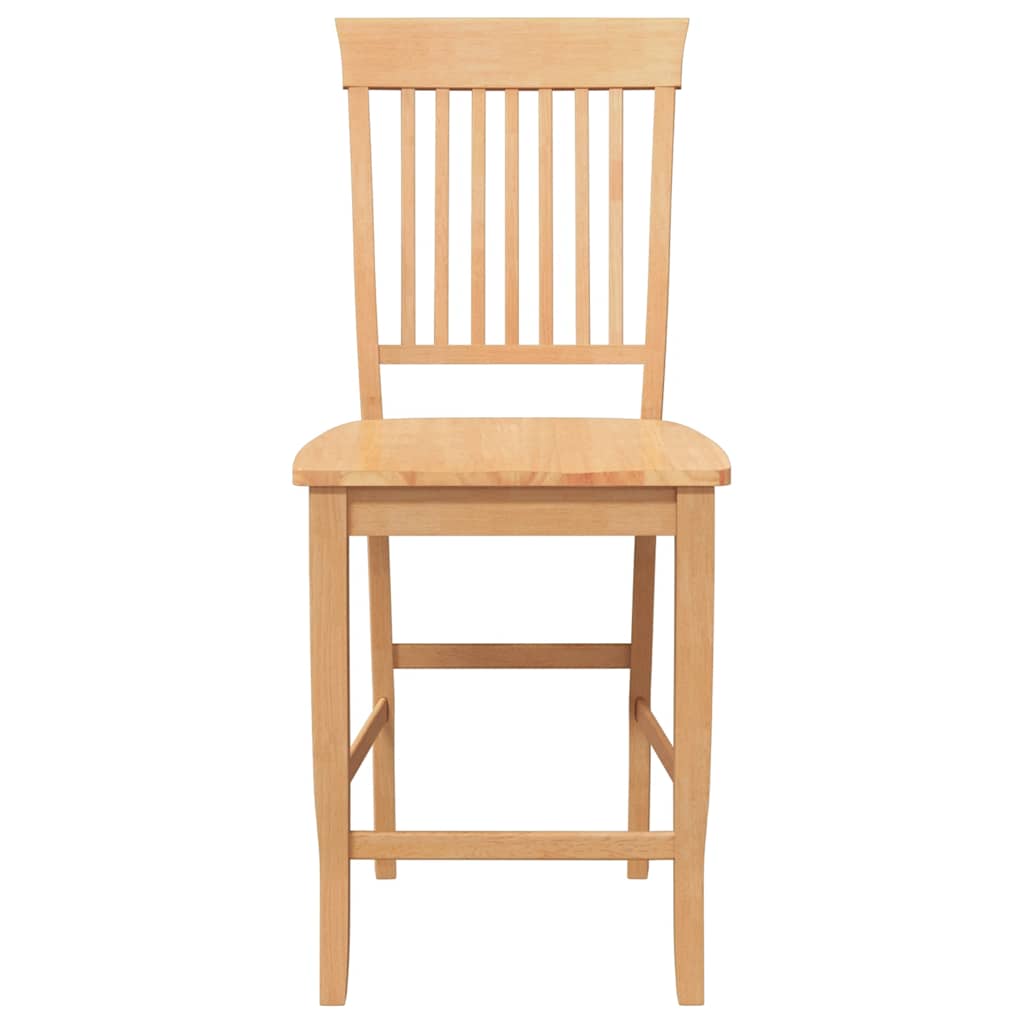 Barhocker 2 Stk. Natur Massivholz Gummibaum