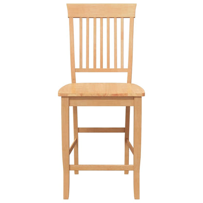 Barhocker 2 Stk. Natur Massivholz Gummibaum
