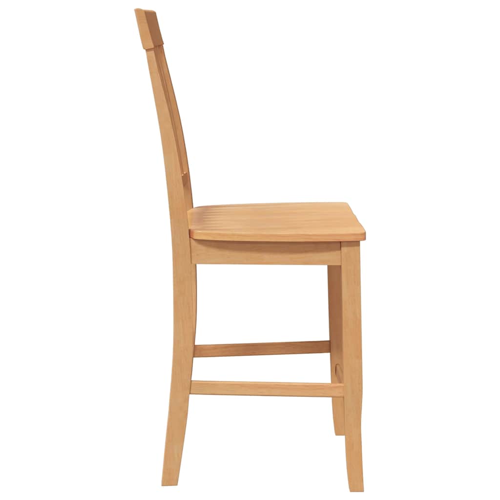 Barhocker 2 Stk. Natur Massivholz Gummibaum