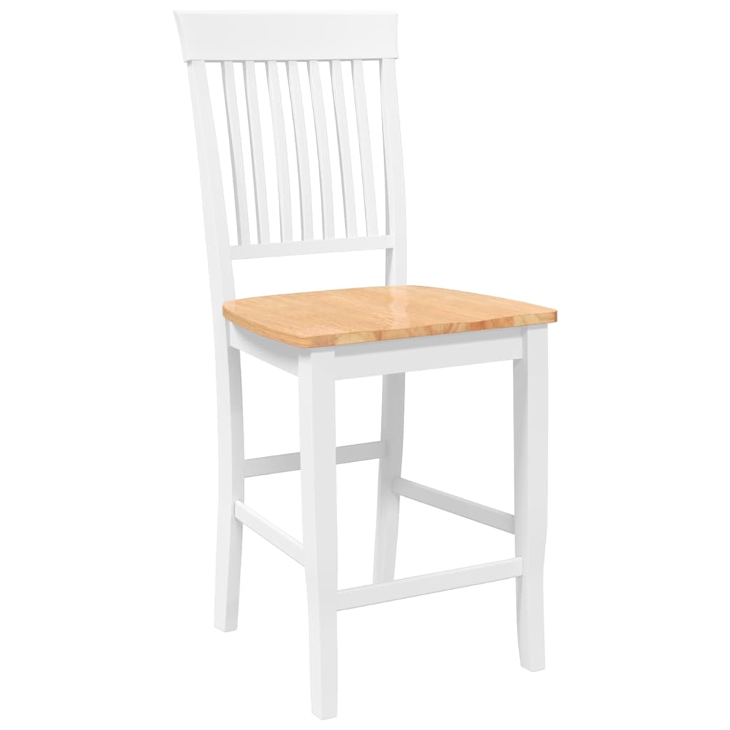 Barhocker 2 Stk. Weiß Massivholz Gummibaum