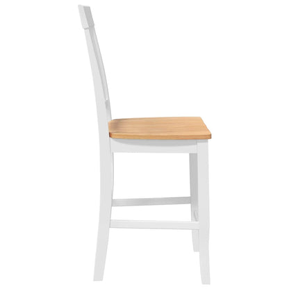 Barhocker 2 Stk. Weiß Massivholz Gummibaum