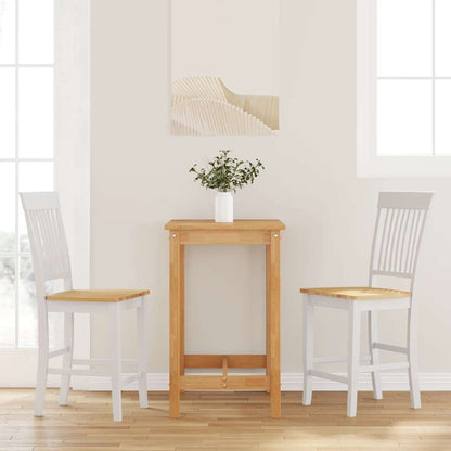 Barhocker 2 Stk. Weiß Massivholz Gummibaum
