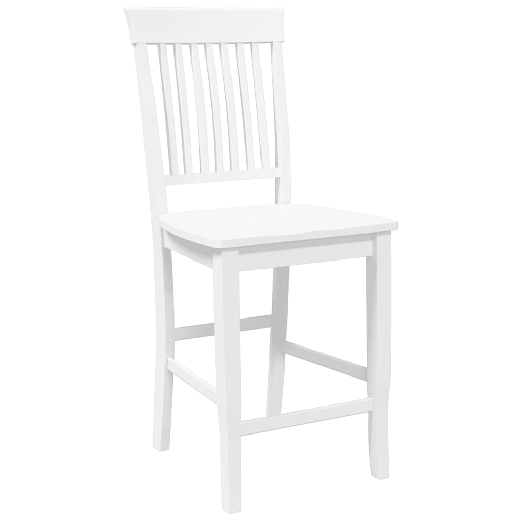 Barhocker 2 Stk. Weiß Massivholz Gummibaum