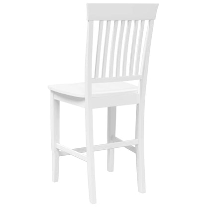 Barhocker 2 Stk. Weiß Massivholz Gummibaum