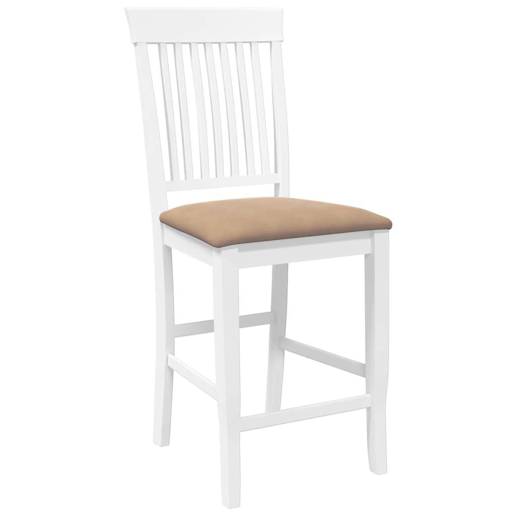 Barhocker mit Kissen 2 Stk. Weiß Massivholz Gummibaum