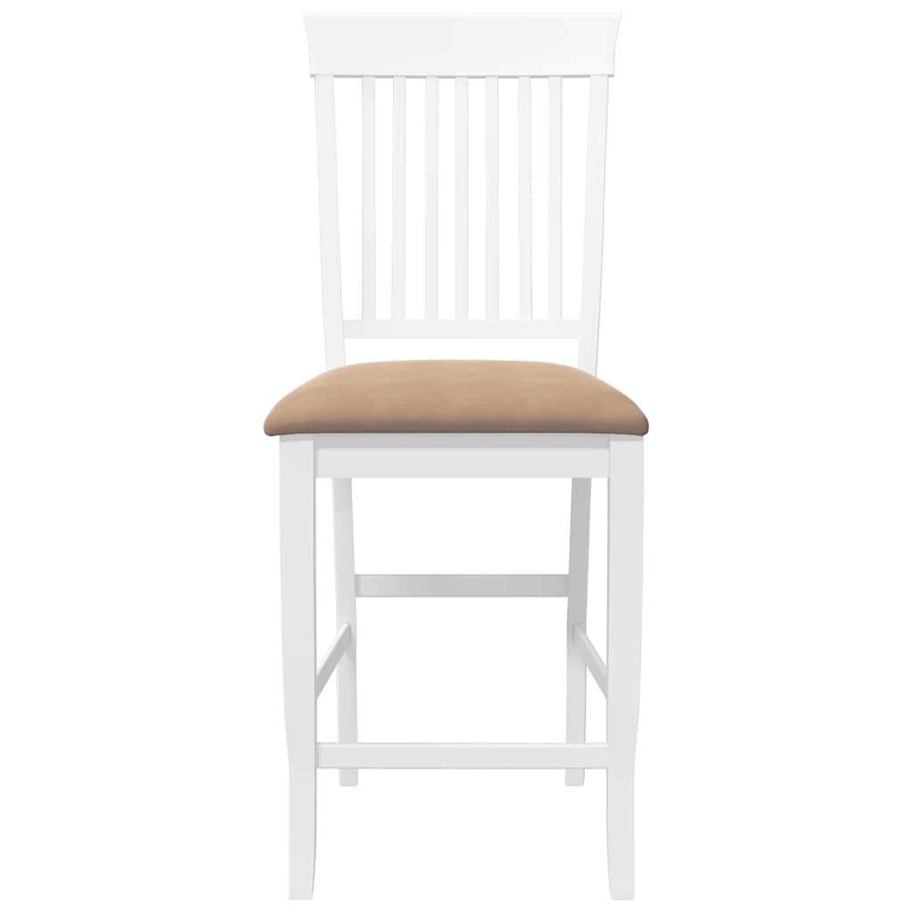 Barhocker mit Kissen 2 Stk. Weiß Massivholz Gummibaum