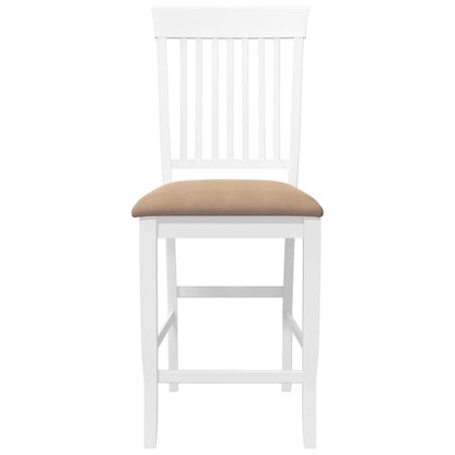 Barhocker mit Kissen 2 Stk. Weiß Massivholz Gummibaum