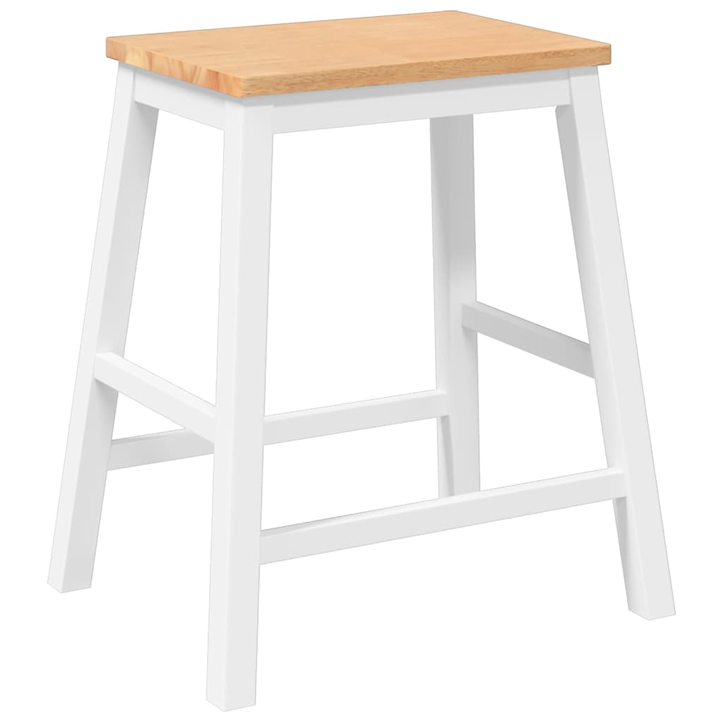 Barstühle 2 Stk. Weiß Massivholz Gummibaum