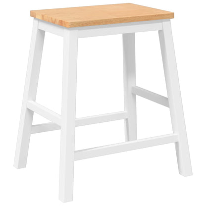 Barstühle 2 Stk. Weiß Massivholz Gummibaum