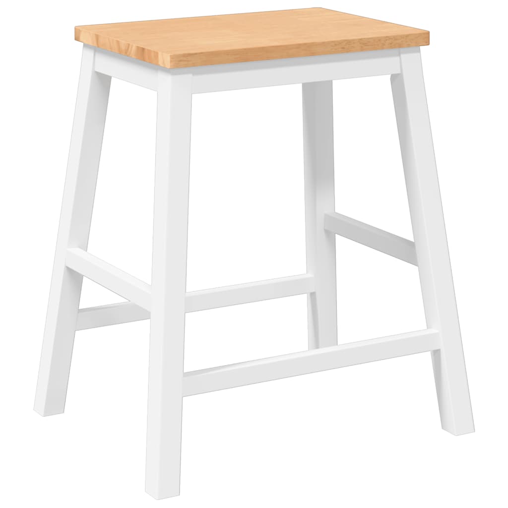 Barstühle 2 Stk. Weiß Massivholz Gummibaum