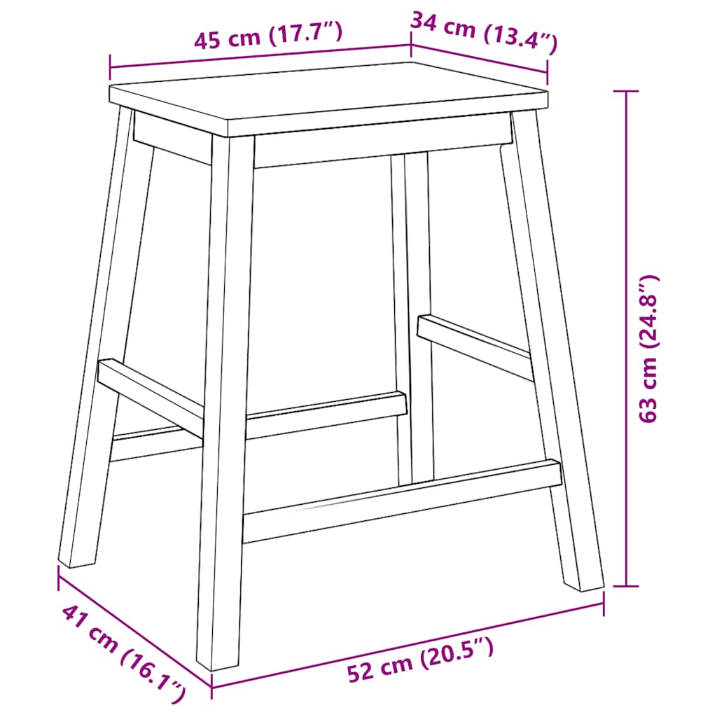 Barstühle 2 Stk. Weiß Massivholz Gummibaum