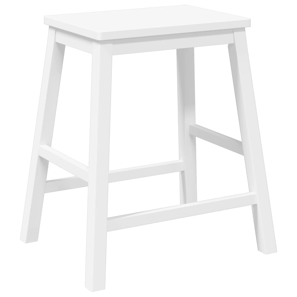 Barstühle 2 Stk. Weiß Massivholz Gummibaum