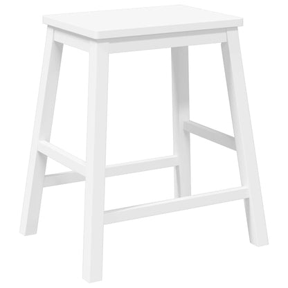 Barstühle 2 Stk. Weiß Massivholz Gummibaum