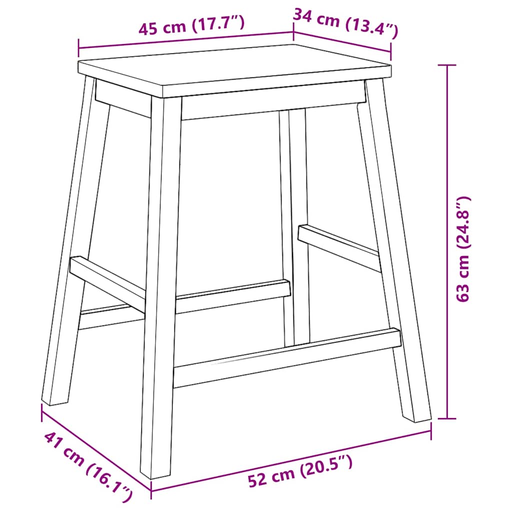 Barstühle 2 Stk. Weiß Massivholz Gummibaum