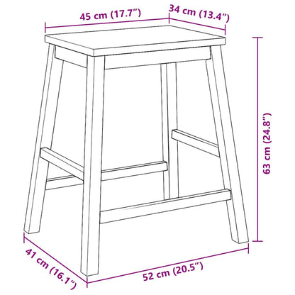 Barstühle 2 Stk. Weiß Massivholz Gummibaum