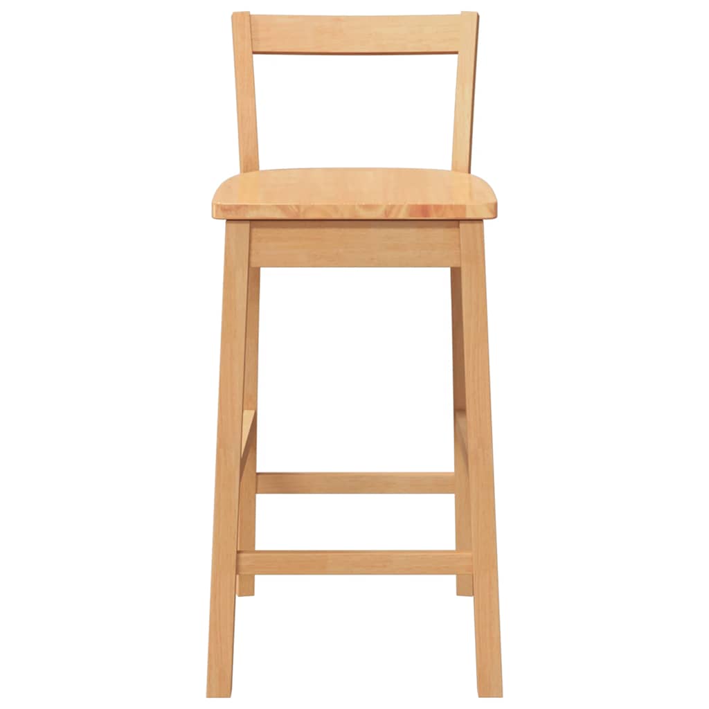 Barhocker 2 Stk. Natur Massivholz Gummibaum