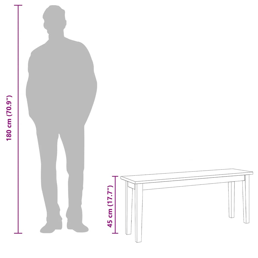 Bank 110 cm Massivholz Gummibaum