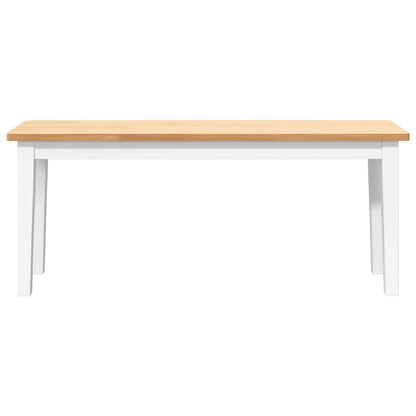 Bank 110 cm Weiß Massivholz Gummibaum