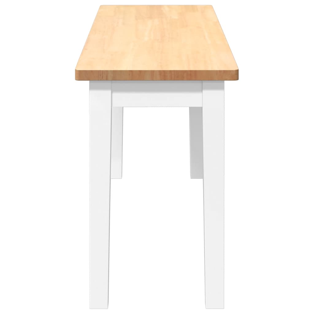 Bank 110 cm Weiß Massivholz Gummibaum