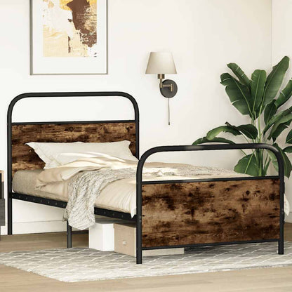 Bettgestell ohne Matratze 90x200 cm Räuchereiche Holzwerkstoff