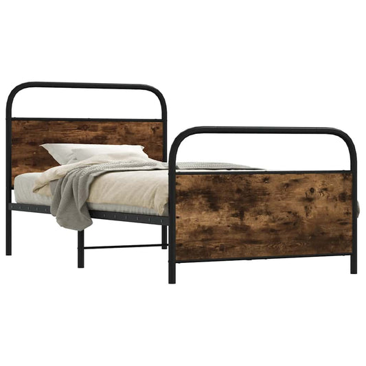 Cadre de lit sans matelas 100x200 cm en bois de chêne fumé