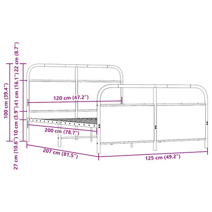 Bettgestell ohne Matratze 120x200 cm Räuchereiche Holzwerkstoff
