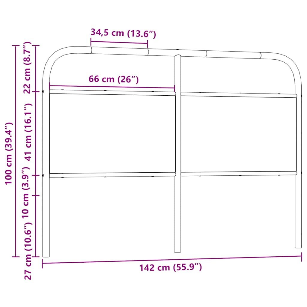 Ersatz-Kopfteil Räuchereiche 135 cm Stahl und Holzwerkstoff