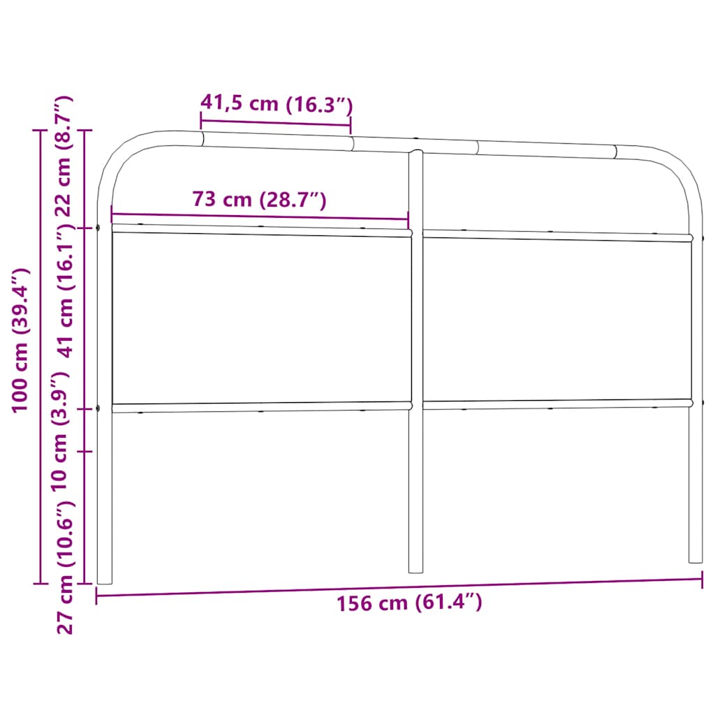 Ersatz-Kopfteil Räuchereiche 150 cm Stahl und Holzwerkstoff
