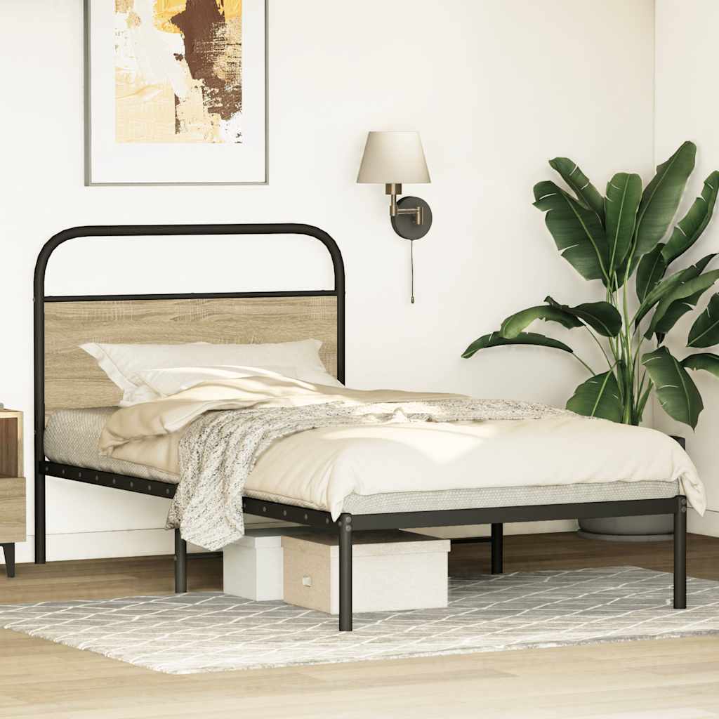 Cadre de lit sans matelas 100x190 cm en bois de chêne Sonoma