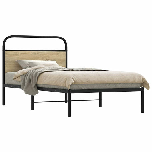 Cadre de lit sans matelas 107x203 cm en bois de chêne Sonoma