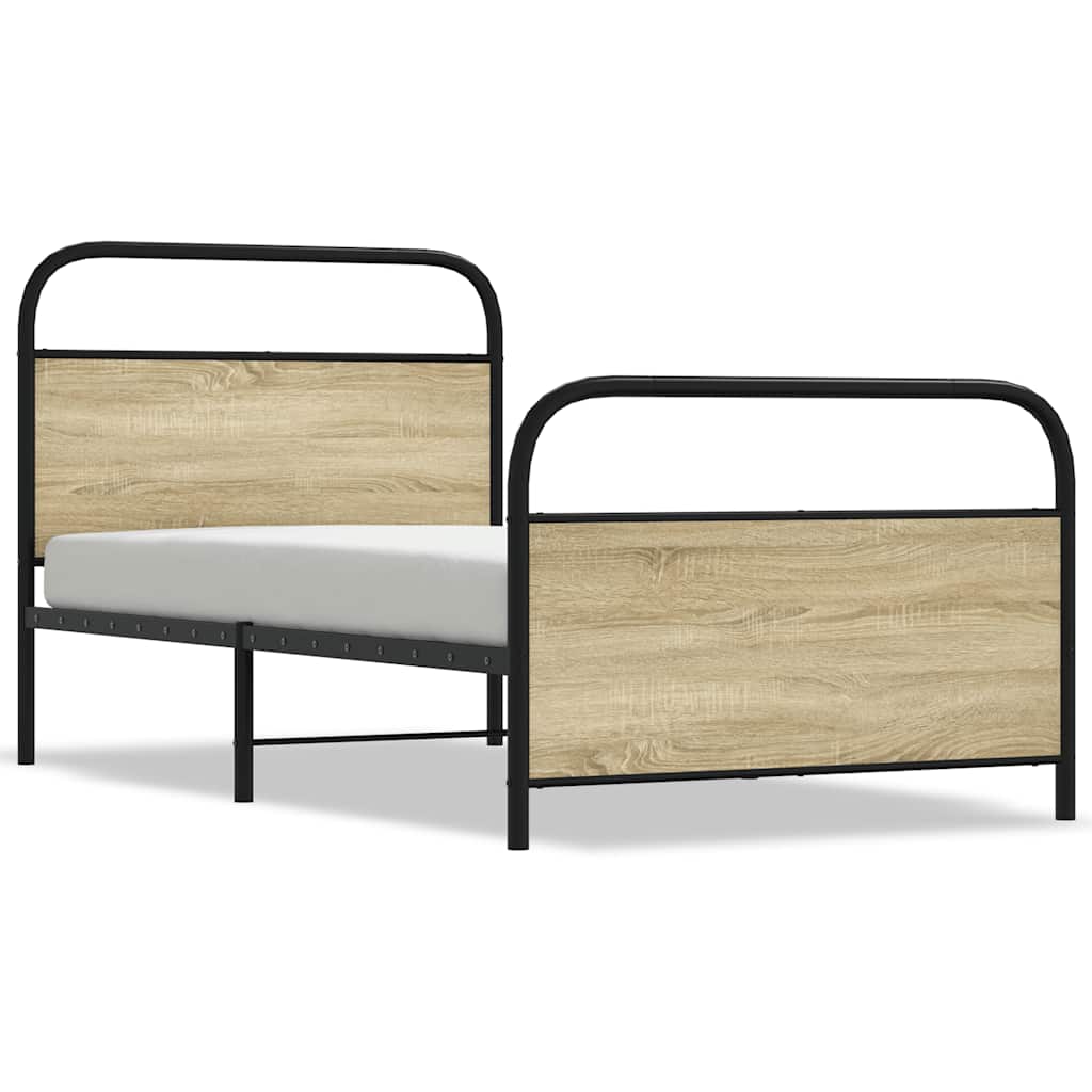 Cadre de lit sans matelas 100x190 cm en bois de chêne Sonoma