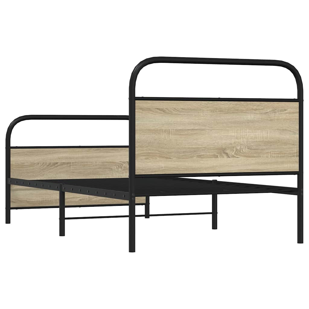 Cadre de lit sans matelas 100x190 cm en bois de chêne Sonoma